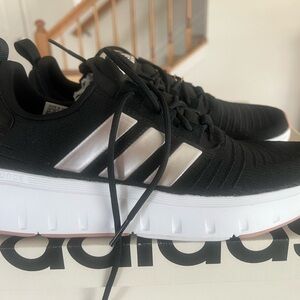 Adidas Black and White Swift Run Athletic Shoes